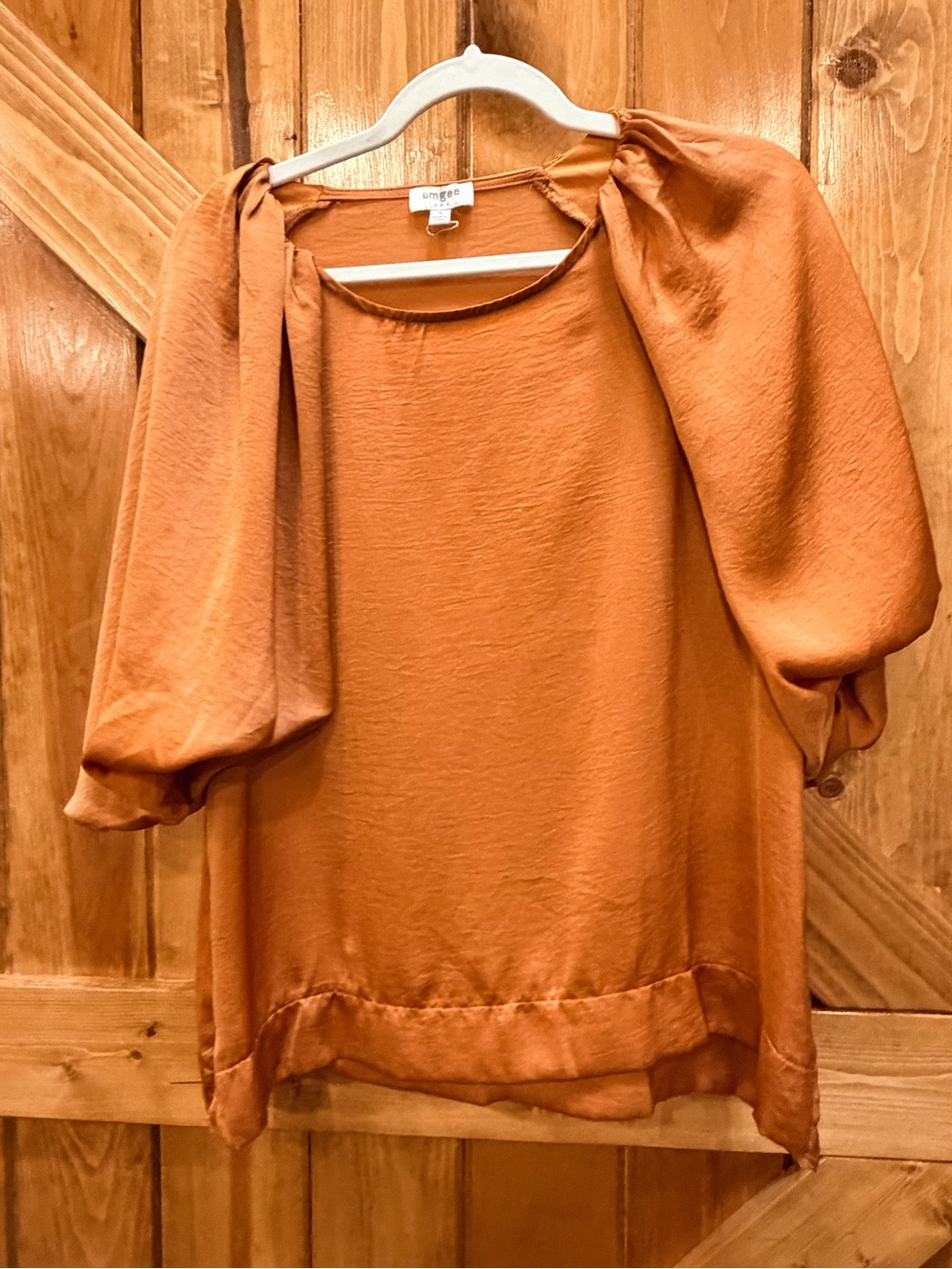 Umgee Burnt Orange Puff Sleeve Top